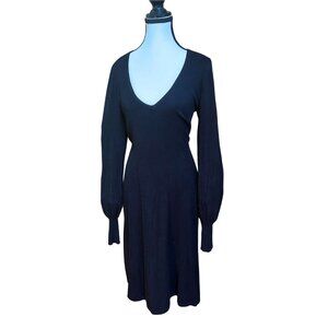 ZARA Black Long Dress, Deep V Neck